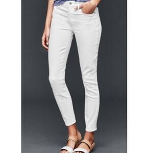 Gap 1969 Stretch True Skinny Ankle White Midrise Jeans Women Sz 35 R